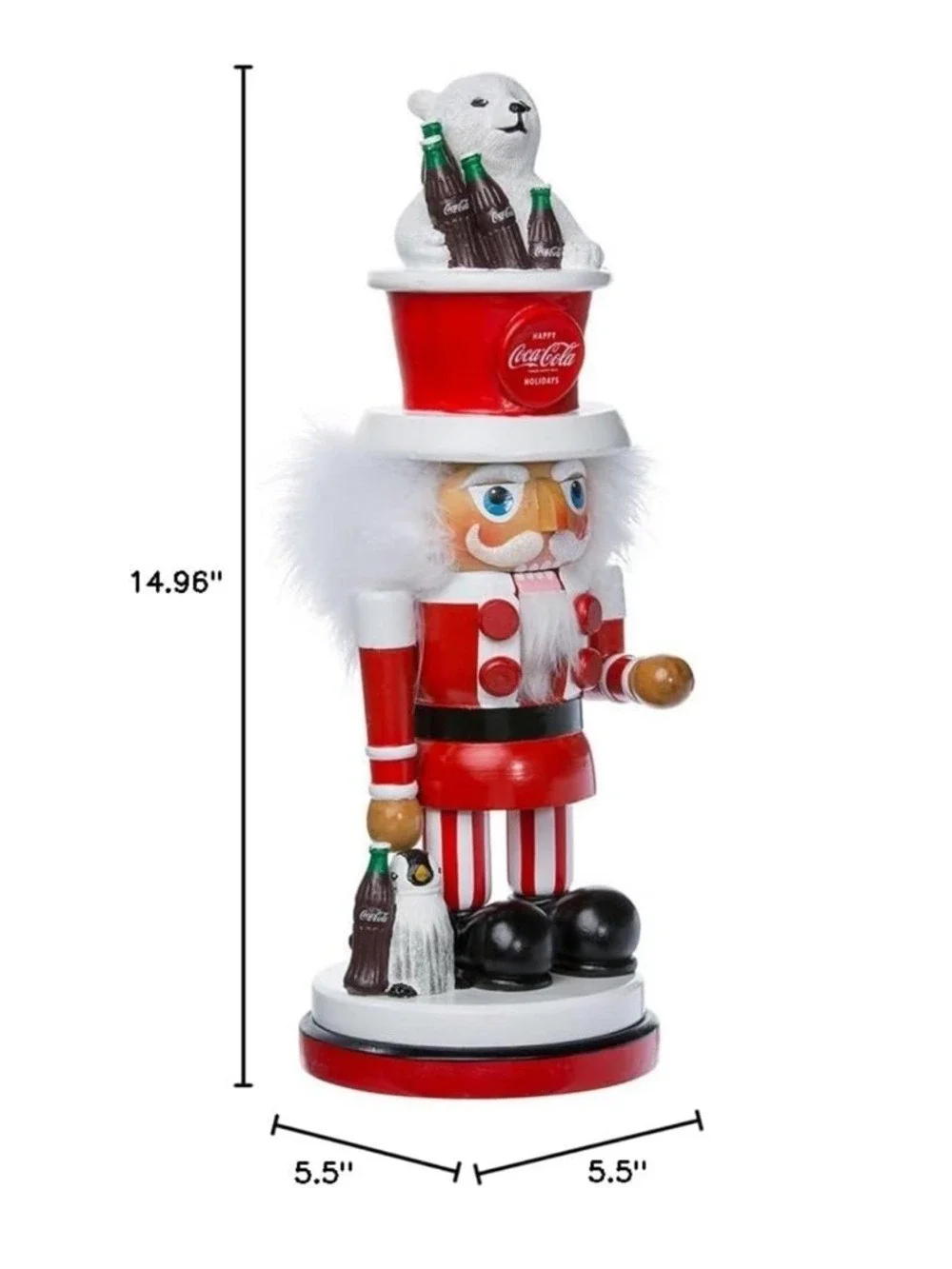 Kurt Adler Coca-Cola Hollywood Nutcracker with Polar Bear Hat 15-Inch - Picture 17 of 17